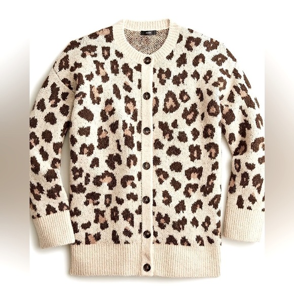 J. Crew Sweaters - J. Crew Oversized Sweater Cardigan in Leopard Print SzM